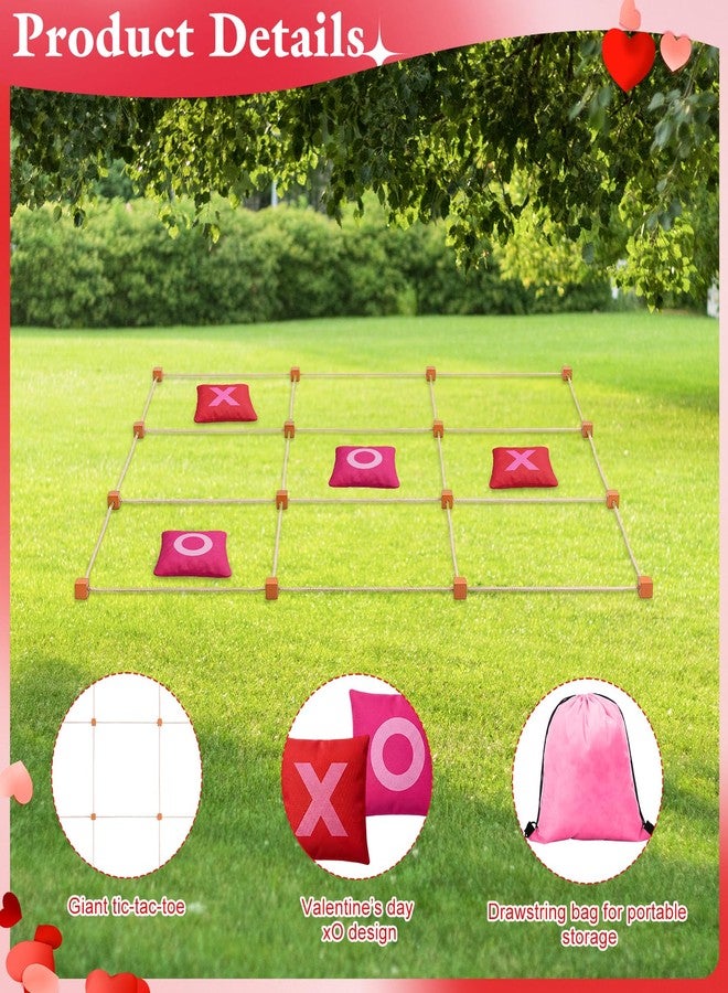 Capoda Outdoor Valentine's Day Game Giant Tic Tac Toe Game Jumbo Bean Bag Toss with 10 Pink and Red XO Bags 4x4ft Tic Tac Toe with Drawstring Storage Pouch for Couples Adults Backyard Party Family Fun - Image 4