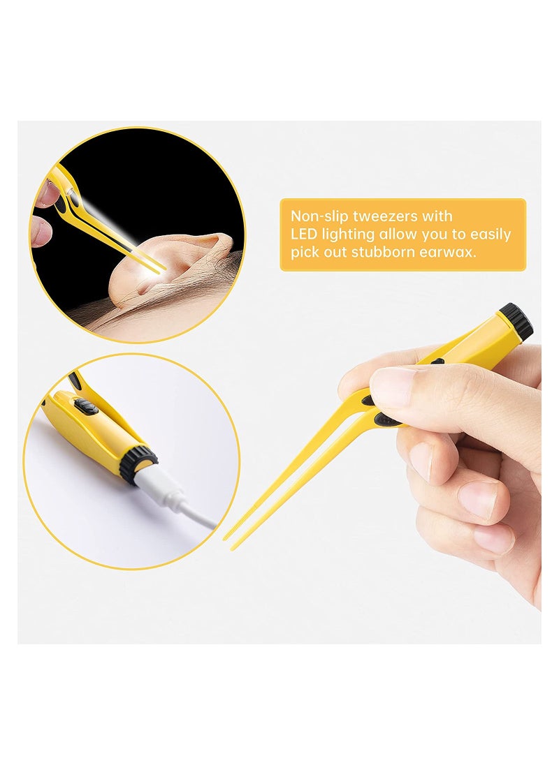 SYOSI - 4 in 1 Ear Wax Removal Tool Kit Ear Cleaner for Kids and Adults Includes a Tweezer with Light and Ear Wax Remover with 4 Reusable and Washable Replacement Soft Silicone Tips Earwax - Image 1