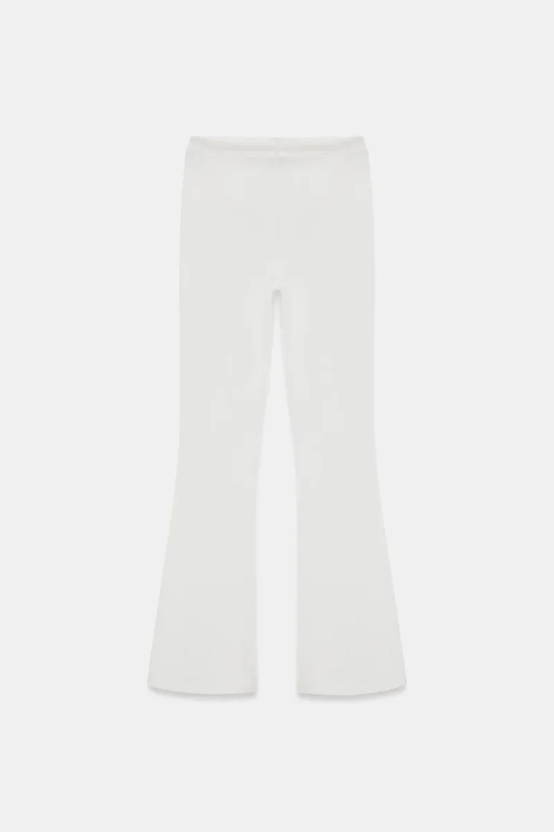 Dilvin White DILVIN Mid-Waist Flare Jersey Pants With Drawstring for Women | Best Price UAE