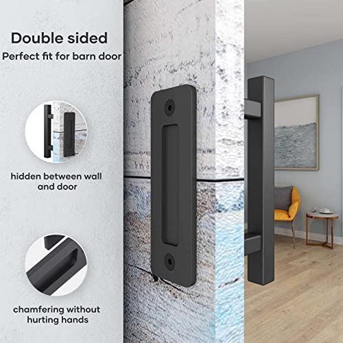 EaseLife 2 Pack 10" Sliding Barn Door Pull Handle with Flush Hardware, Double Sided, Heavy Duty, Rustic, Matte Black Powder Coated, Easy Install, Square - Image 3