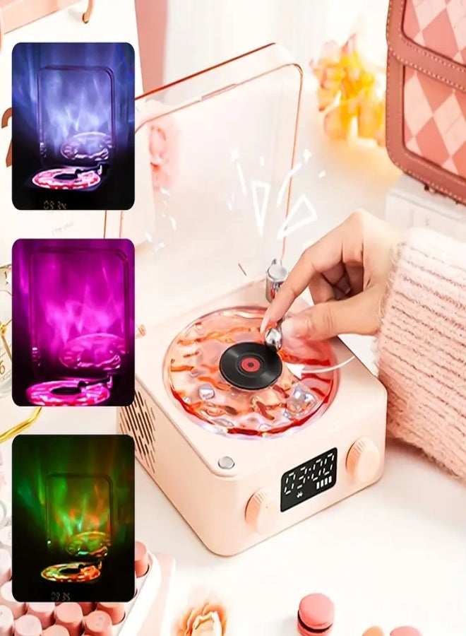 AROAQ Multifunctional White Noise Stereo Wireless Speaker with 4 Natural Sounds, Immersive RGB Projection, Adjustable Ambient Light, Wireless Audio, Supports 4 Playback Modes, Retro Turntable Design, Perfect for Holiday Gifts , Pink - Image 5