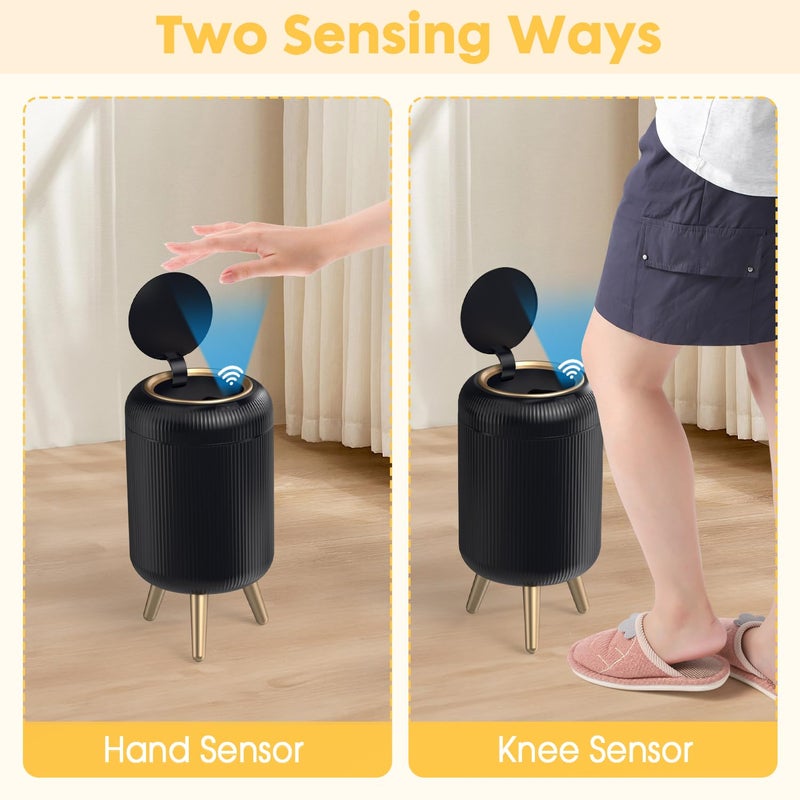 Onlcuk Bathroom Trash Can Automatic Touchless 3 Gallon Smart Motion Sensor Trash Bin With Lid Plastic Black Garbage Can Wastebaskets With Removable Legs For Kitchen  Office  Toilet  Bedroom - Image 4