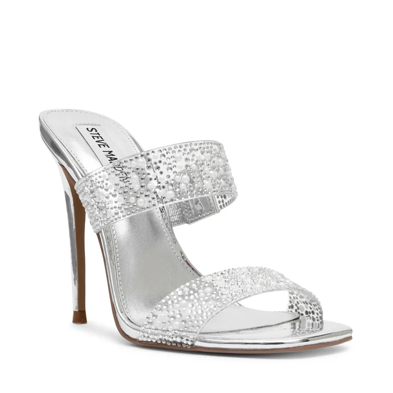 STEVE MADDEN Steve madden nebula women's silver /clear heels