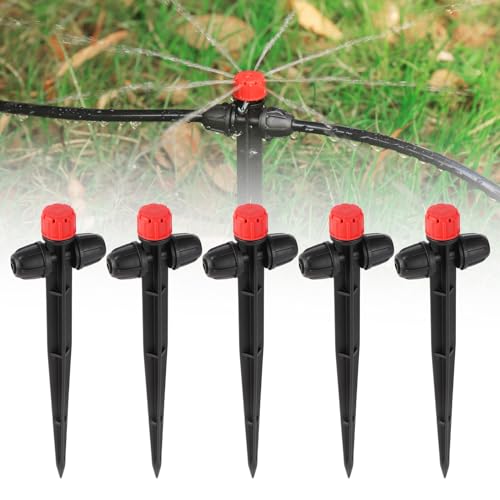 FULAIERGD 25 Pcs Drip Irrigation Fan Emitter for 14 Irrigation Tubing Adjustable Water Flow Irrigation Spary Dripper with Stake Drip Micro Drip Irrigation Sprayer Emitter for Irrigation Watering System - Image 1