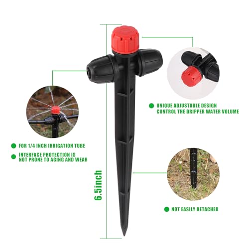 FULAIERGD 25 Pcs Drip Irrigation Fan Emitter for 14 Irrigation Tubing Adjustable Water Flow Irrigation Spary Dripper with Stake Drip Micro Drip Irrigation Sprayer Emitter for Irrigation Watering System - Image 3