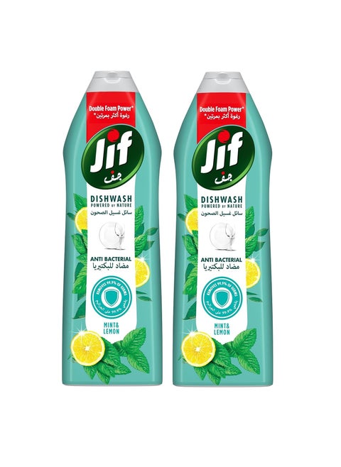 Antibacterial Dishwashing liquid Mint and Lemon Double Foam Power 670ml Pack of 2