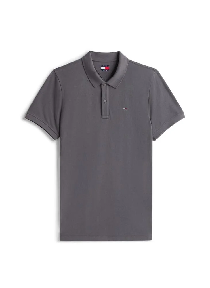 TOMMY JEANS  Tommy Flag Slim Fit Pique Polo Shirt for Men | Best Price UAE