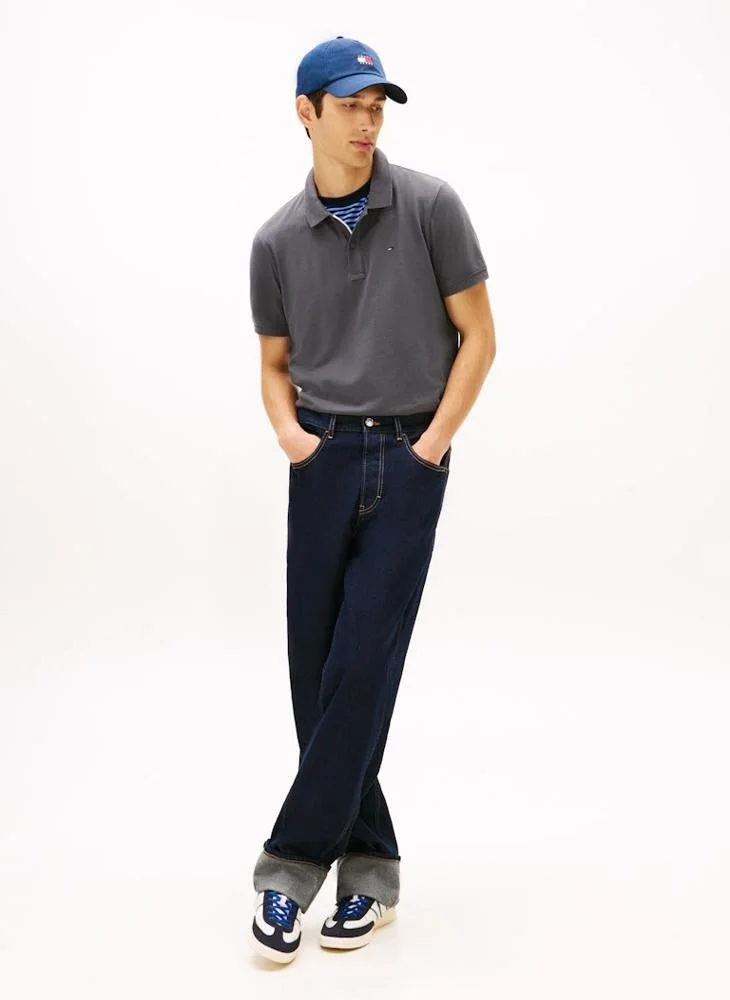 TOMMY JEANS  Tommy Flag Slim Fit Pique Polo Shirt for Men | Best Price UAE