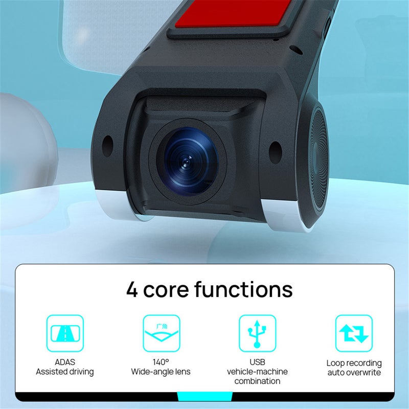 USB Car DVR Camera Video Recorder, Loop Recording ADAS Drive Assistance Video Recorder, Night Vision Full HD Dash Camera Car Driving Recorder - Image 5