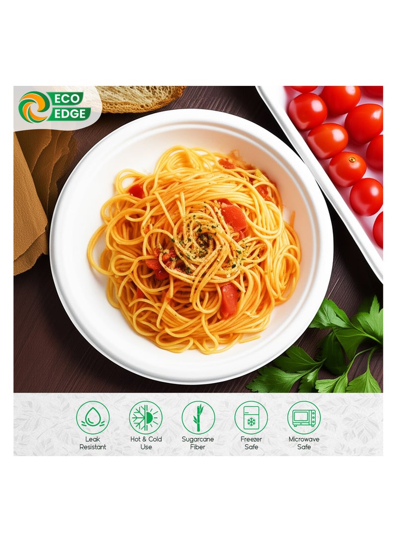 EcoEdge EcoEdge 7 Inch Round White Disposable Sugarcane Fiber Plates (Pack of 10) | Earth Safe, Sustainable, Compostable, Eco-Friendly, Biodegradable | Heavy-Duty, Temperature Resistant | 100% BPA Free  - Image 5