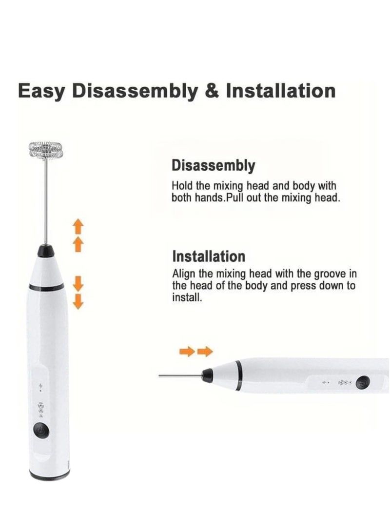 هوكو جهاز خفق الحليب القابل لإعادة الشحن مع خفاقة - صانع رغوة قابل للتعديل بثلاث سرعات، خلاط مشروبات كهربائي محمول للاتيه والكابتشينو والقهوة والماتشا والشوكولاتة الساخنة والفرابيه واللاسي - خفاقة محمولة للمنزل والمطبخ والسفر | أبيض - Image 3
