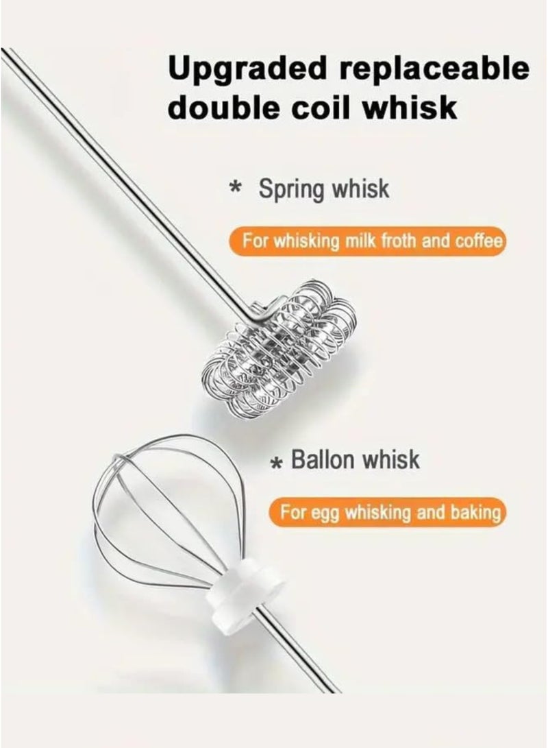 هوكو جهاز خفق الحليب القابل لإعادة الشحن مع خفاقة - صانع رغوة قابل للتعديل بثلاث سرعات، خلاط مشروبات كهربائي محمول للاتيه والكابتشينو والقهوة والماتشا والشوكولاتة الساخنة والفرابيه واللاسي - خفاقة محمولة للمنزل والمطبخ والسفر | أبيض - Image 2