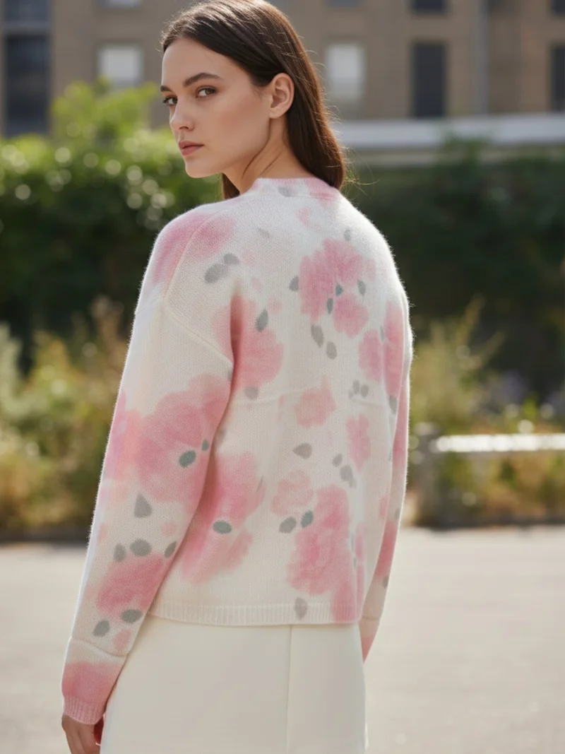 أوجيدر Cream Printed Button Down Cardigan