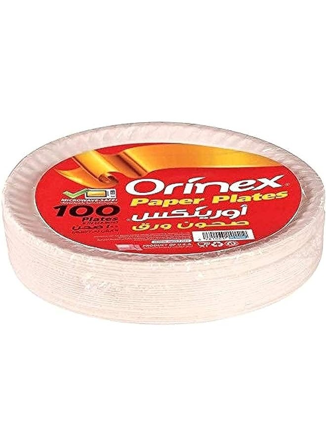 Orinex Paper Plates 100 Pieces White  - Image 1