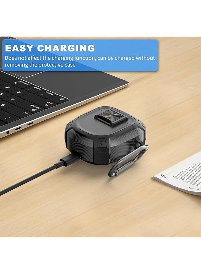 erorex Protective Case For Bose Quietcomfort Earbuds Ii 2022 And Quietcomfort Ultra Case 2023 Shockproof Tpu Cover With Carabiner Black Bose Quietcomfort Earbuds Ii Ultra - Image 4