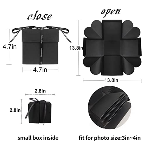 Wanateber Explosion Box DIY Gift - Love Memory, Scrapbook, Photo Box for Birthday Gift, Anniversary,Wedding or Valentine's Day Surprise Box (Black) - Image 5