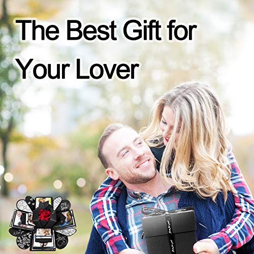 Wanateber Explosion Box DIY Gift - Love Memory, Scrapbook, Photo Box for Birthday Gift, Anniversary,Wedding or Valentine's Day Surprise Box (Black) - Image 2