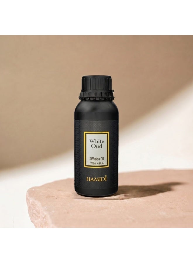 Hamidi White Oud Diffuser Oil 500ml, Multi Colour, Home Fragrance Diffuser Oil For Aroma Use, For Home Styling, Tabletop Display And Interior Ambience - Image 1
