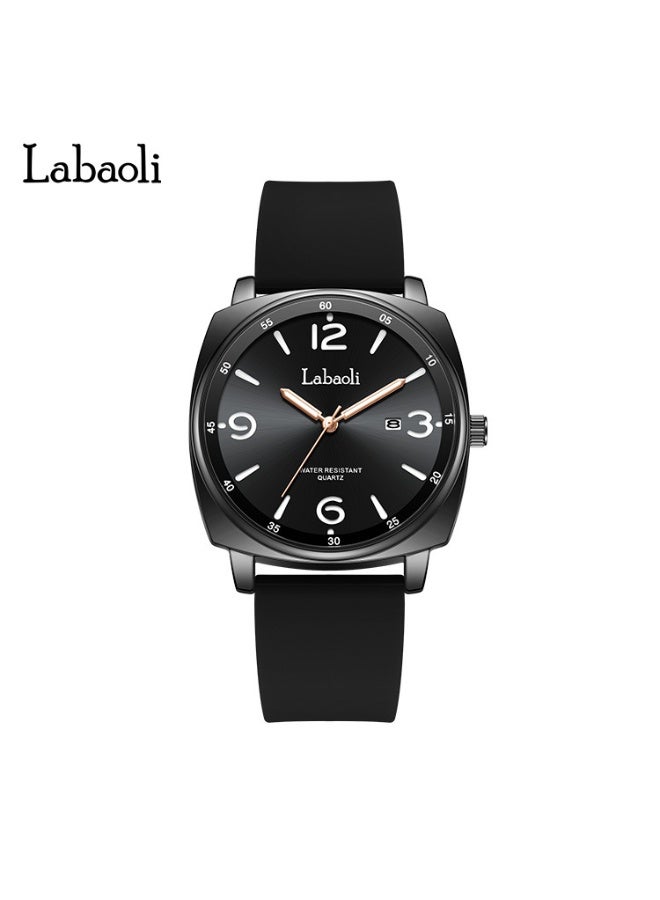 New Arrival Square Women Quartz Watch Soft Silicone Strap Large Number Dial Date Display Waterproof Wristwatch