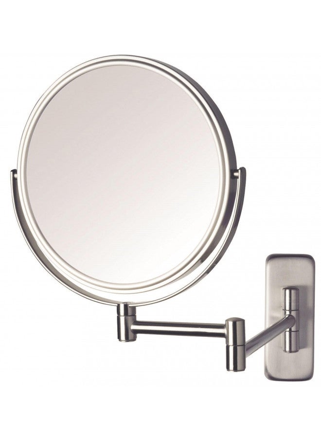 JERDON 8-Inch Two-Sided Swivel Wall Mount Mirror - Makeup Mirror with 8X Magnification & 13.5 inch Wall Extension - Nickel Finish - Model JP7808N - Image 1