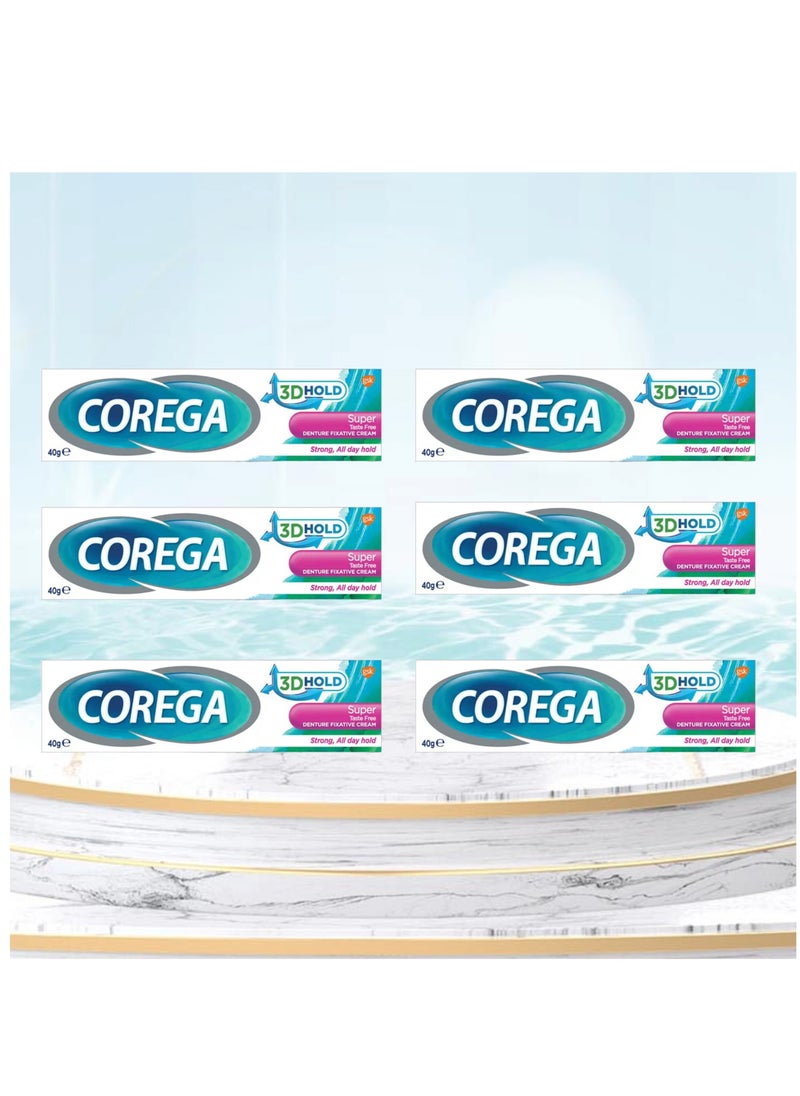 COREGA - 6-Piece Super Taste Free Denture Fixative Cream 40gm - Image 1