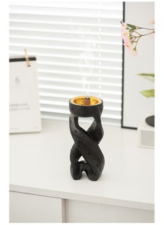 Generic Arabic Festival Ramadan decorations Minimalist Spiral Ribbon Incense Burner for Home Air Purification, Meditation, Yoga, Relaxation Elegant Design for Indoor - Large Size, Black  - Image 1