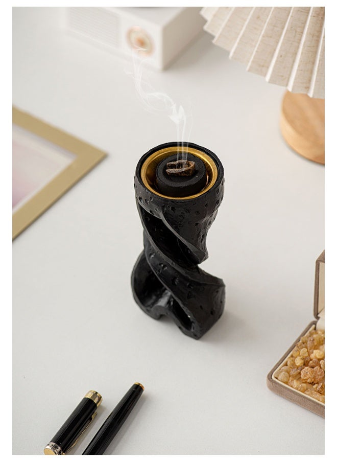 ديكورات رمضان العربية مبخرة حلزونية بسيطة لتنقية الهواء في المنزل والتأمل واليوغا والاسترخاء بتصميم أنيق للاستخدام الداخلي - حجم كبير، أسود - Image 3