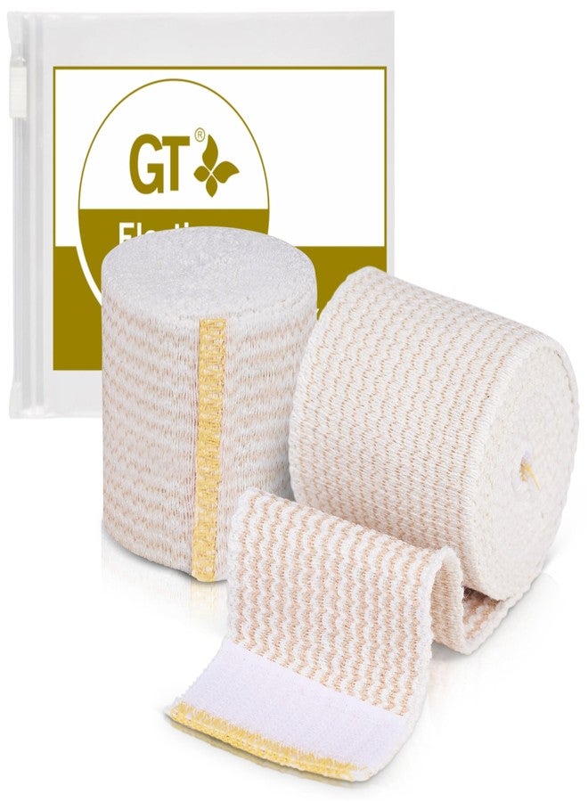 GT Premium Elastic Bandage Wrap (2" 2 Pack) - Hook & Loop Fasteners at Both Ends - Latex Free Hypoallergenic Compression Roll - Reusable Bandages for Waist, Legs, Elbow & Knee Wrap - Image 1