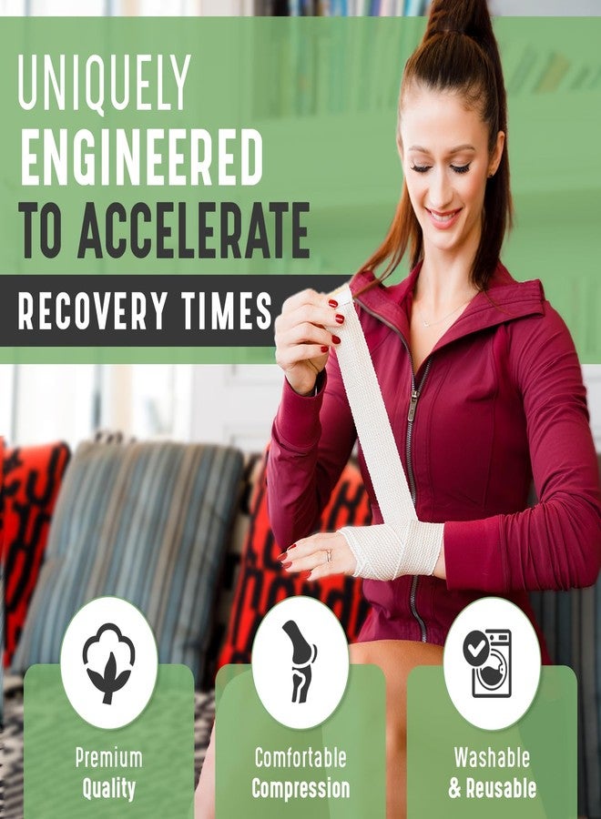 GT Premium Elastic Bandage Wrap (2" 2 Pack) - Hook & Loop Fasteners at Both Ends - Latex Free Hypoallergenic Compression Roll - Reusable Bandages for Waist, Legs, Elbow & Knee Wrap - Image 2