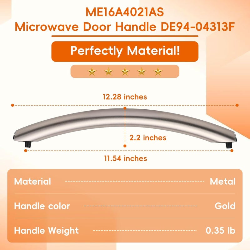 P Polerden Upgrade ME16A4021AS Microwave Door Handle(Rose Gold 12.28in), Replaces with Samsung Microwave Handle ME16A4021AS, with 2 Screws, DE94-04313F Microwave Door Handle, 2 Years Warranty - Image 2
