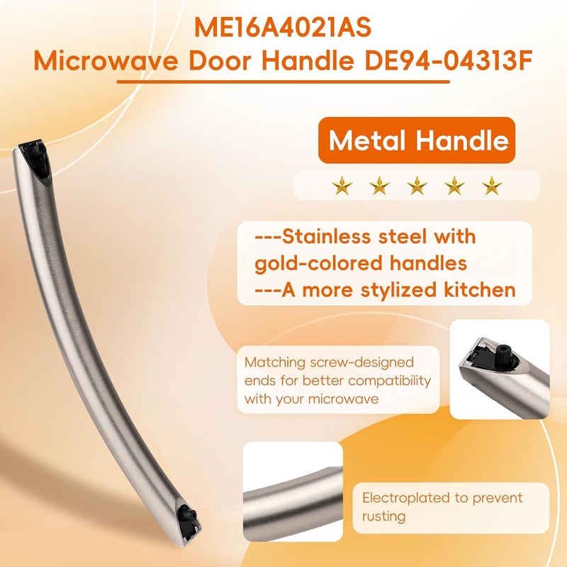P Polerden Upgrade ME16A4021AS Microwave Door Handle(Rose Gold 12.28in), Replaces with Samsung Microwave Handle ME16A4021AS, with 2 Screws, DE94-04313F Microwave Door Handle, 2 Years Warranty - Image 5
