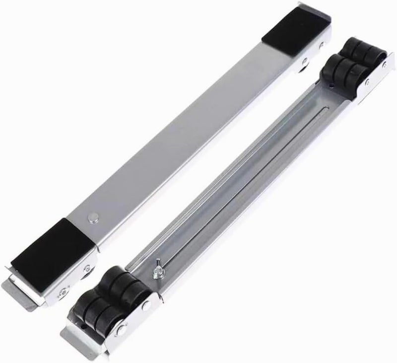 Furniture Moving Stand Roller Adjustable Base With 24 Wheels And Brake Heavy Duty Appliance Dolly For Refrigerator Washer Dryer Load Capacity 200 Kg Set 2 Pcs Expandable 45 To 70 Cm (Silver) - Image 1