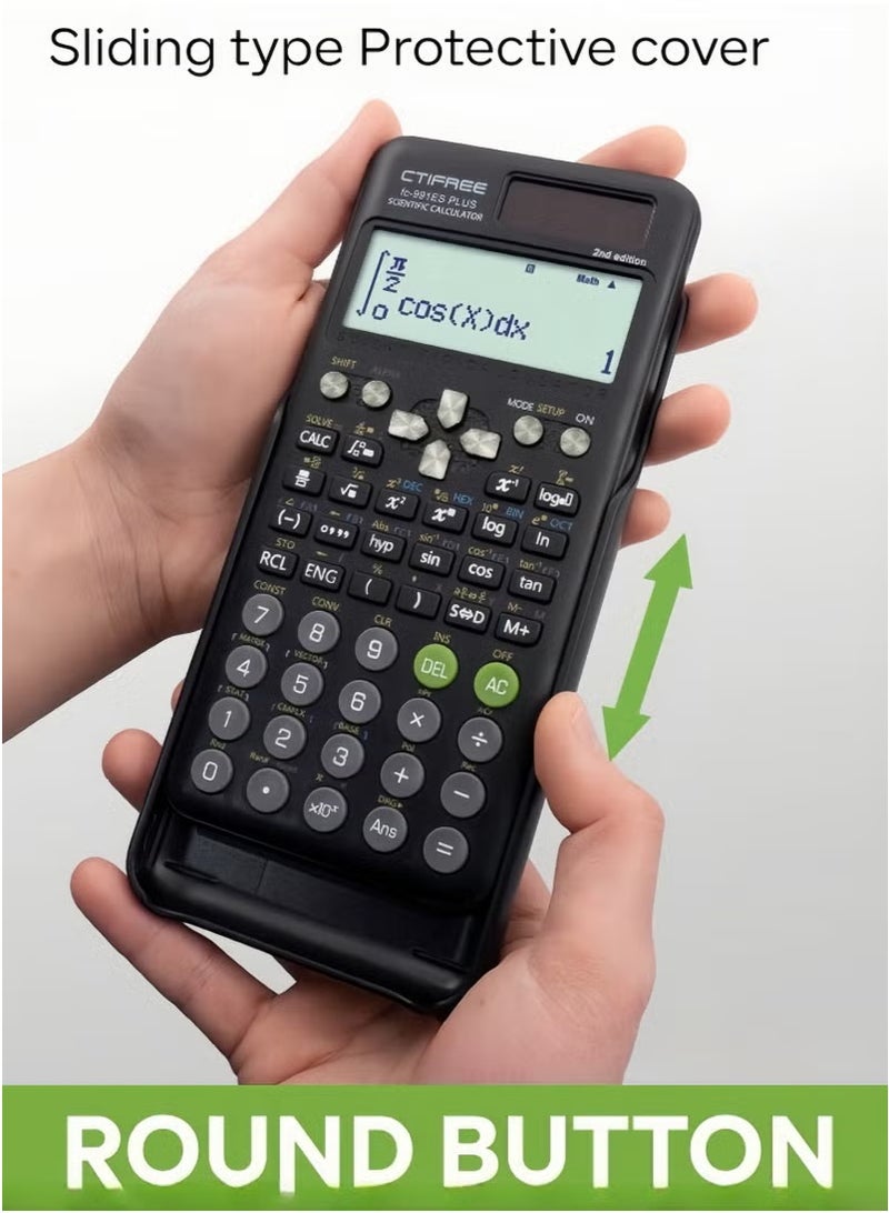 CTIFREE FX-991ES Plus 2nd Generation Scientific Calculator – 417 Functions, Solar & Battery Powered, Natural Display | Perfect for Students & Exams – Black - Image 3