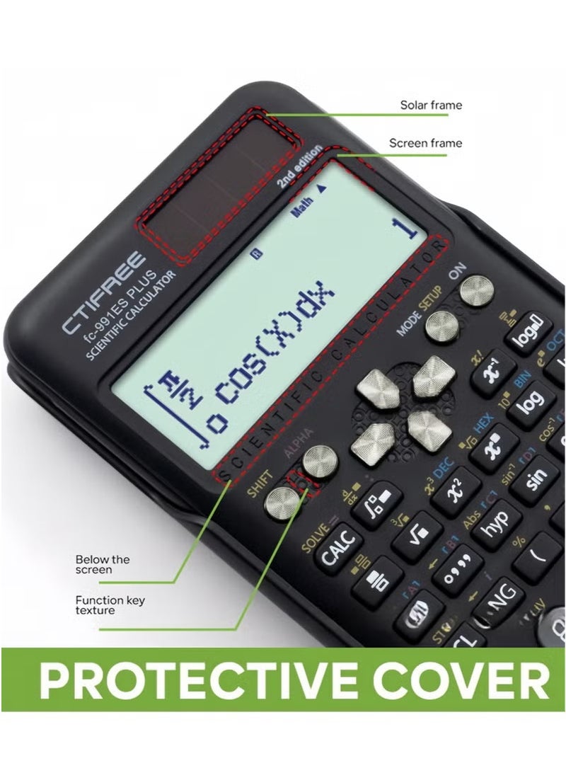 CTIFREE FX-991ES Plus 2nd Generation Scientific Calculator – 417 Functions, Solar & Battery Powered, Natural Display | Perfect for Students & Exams – Black - Image 2