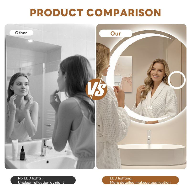 شاربدو مرآة الفن مع الضوء ، إصدار ضوء LED ، شاشة تعمل باللمس ، ضوء دافئ - Image 4