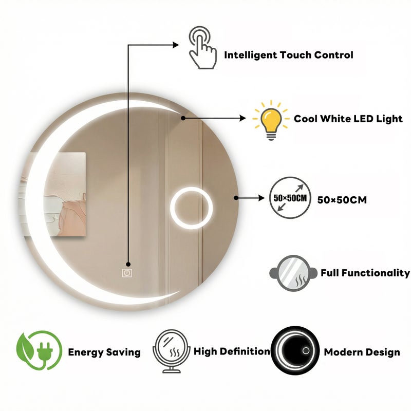 شاربدو مرآة الفن مع الضوء ، إصدار ضوء LED ، شاشة تعمل باللمس ، ضوء دافئ - Image 5