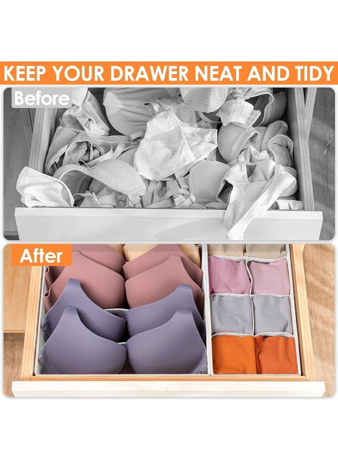 6 Pack Sock Underwear Drawer Organizer Dividers, 58 Cell Foldable Fabric Dresser Closet Organizers and Storage Bins for Clothing, Baby Clothes, Bra, Panty, Scarf, Ties - Image 5