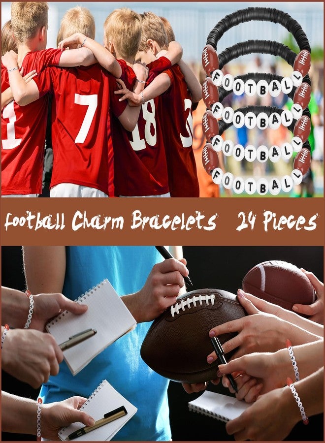 Trnayi 24 Pcs Football Bracelets Stackable Clay Beaded Bracelets Valentine day gift Football Party Favors Beaded Ball Adjustable Clay Bracelet Jewelry Sports Gifts Supplies for Adults(Black) - Image 4