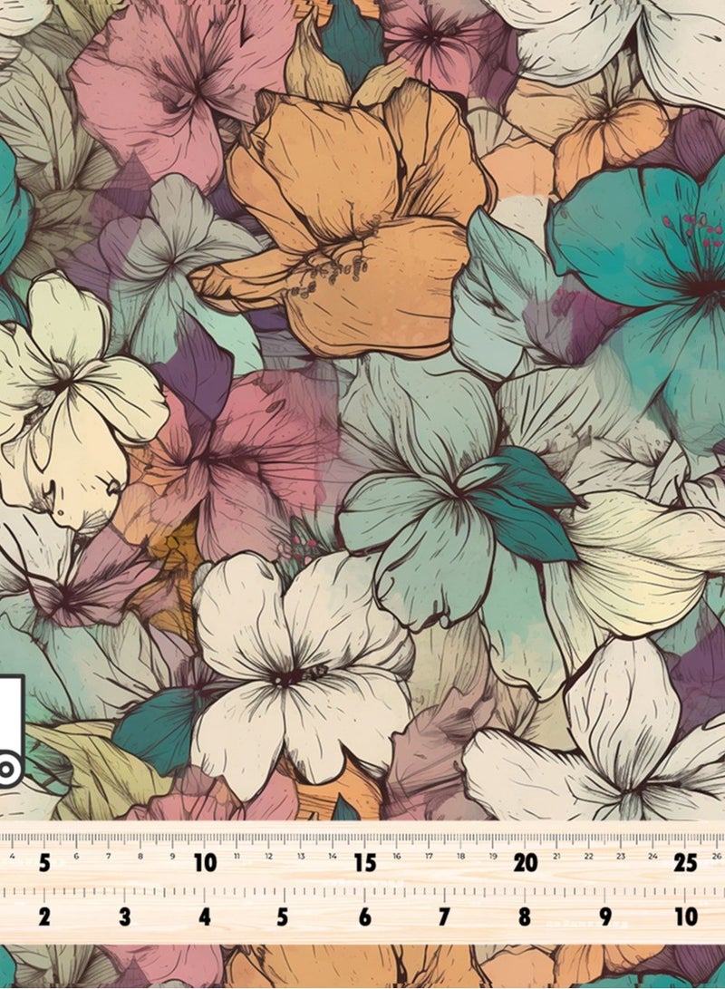 Vellato Al Lail Aramny Silk Fabric By The Yard Floral Pattern In Teal And Beige Jalabiya Makhweer Dressmaking 58 Inches Width - Image 4