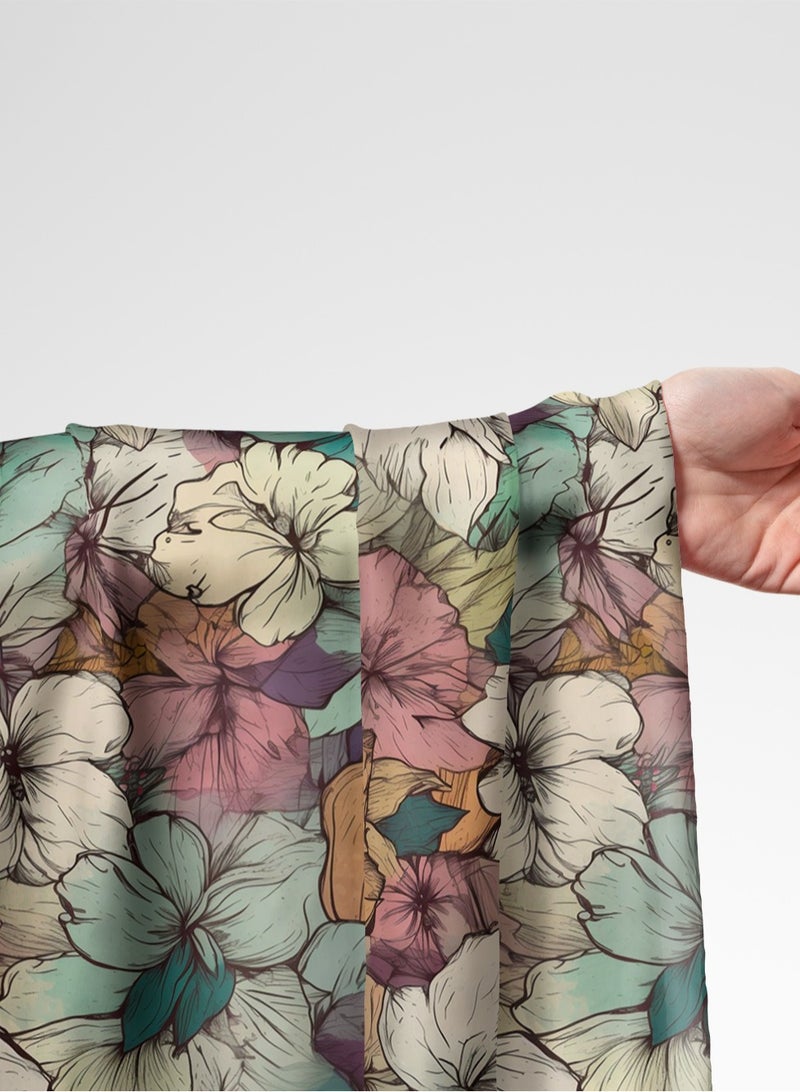 Vellato Al Lail Aramny Silk Fabric By The Yard Floral Pattern In Teal And Beige Jalabiya Makhweer Dressmaking 58 Inches Width - Image 1