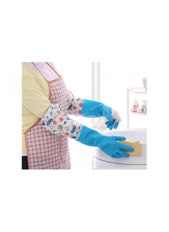 Spaceshoop Cleaning Rubber Gloves Cuff Winter Velvet Lining Dishwashing Long Waterproof Insulated Kitchen Large  - Image 2