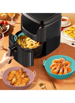 MahMir Silicon Air Fryer Liner 2 Pcs Non-Stick Reusable Air Fryer Liners - Replacement for Flammable Parchment Liner Paper - Baking Pan Air Fryer – Food safe Fryers Basket Oven Accessories  - Image 1