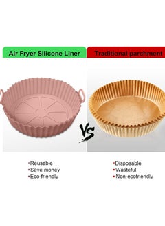 MahMir Silicon Air Fryer Liner 2 Pcs Non-Stick Reusable Air Fryer Liners - Replacement for Flammable Parchment Liner Paper - Baking Pan Air Fryer – Food safe Fryers Basket Oven Accessories  - Image 2
