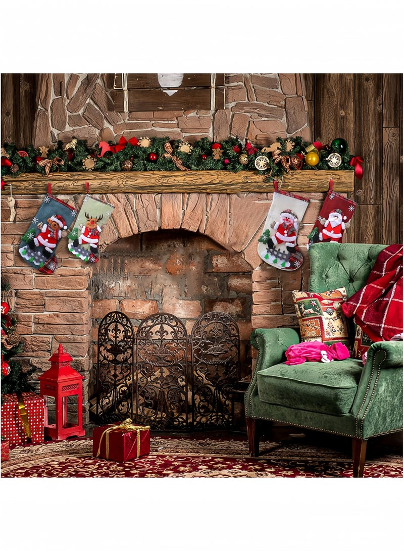 GGEROU 4 عبوات من جوارب عيد الميلاد جوارب عيد الميلاد أكياس هدايا 3D رجل ثلج لطيف غزال دب شخصيات عيد الميلاد جوارب كبيرة الحجم زينة عيد الميلاد - Image 4