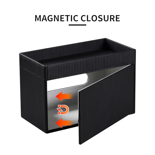 Cretkhp Tissue Box Cover Rectangle with Storage Tray, PU Leather Tissue Holder for Bathroom Vanity Countertop Night Stands Bedroom Office Desk, Stylish Rectangular Tissue Box Holder (Black) - Image 3