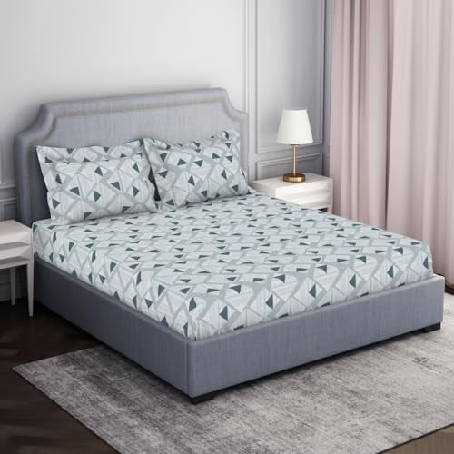 Welspun 132 Tc 100% Cotton Bedsheet for Double Bed with 2 Pillow Cover | Breathable & Super Soft King Size Bedsheet |(108 X 108 Inch) -Grey | Serene - Image 2