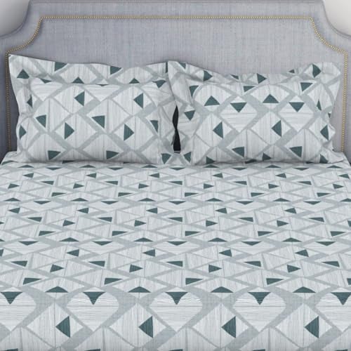 Welspun 132 Tc 100% Cotton Bedsheet for Double Bed with 2 Pillow Cover | Breathable & Super Soft King Size Bedsheet |(108 X 108 Inch) -Grey | Serene - Image 4