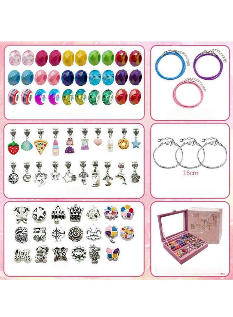 Jewellery Box Girl Charm Bracelet Making Kit 76 Pcs DIY Jewellery Making Kit for Girls Beads Necklace kit Jewelry Making Charm Pendants Craft with Box - Image 2