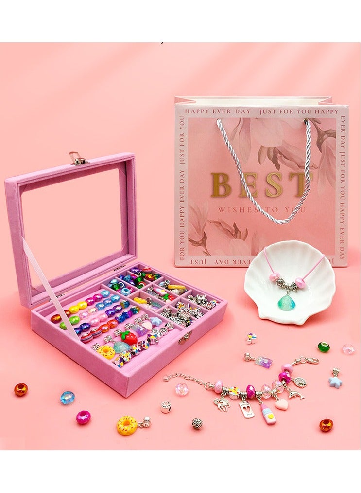 Jewellery Box Girl Charm Bracelet Making Kit 76 Pcs DIY Jewellery Making Kit for Girls Beads Necklace kit Jewelry Making Charm Pendants Craft with Box - Image 3