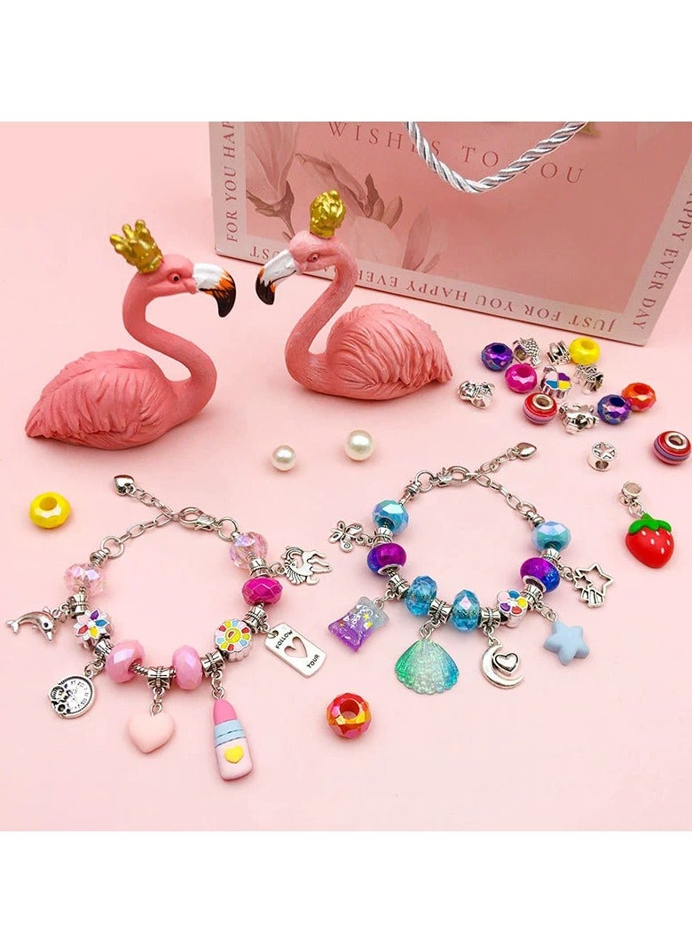 Jewellery Box Girl Charm Bracelet Making Kit 76 Pcs DIY Jewellery Making Kit for Girls Beads Necklace kit Jewelry Making Charm Pendants Craft with Box - Image 4